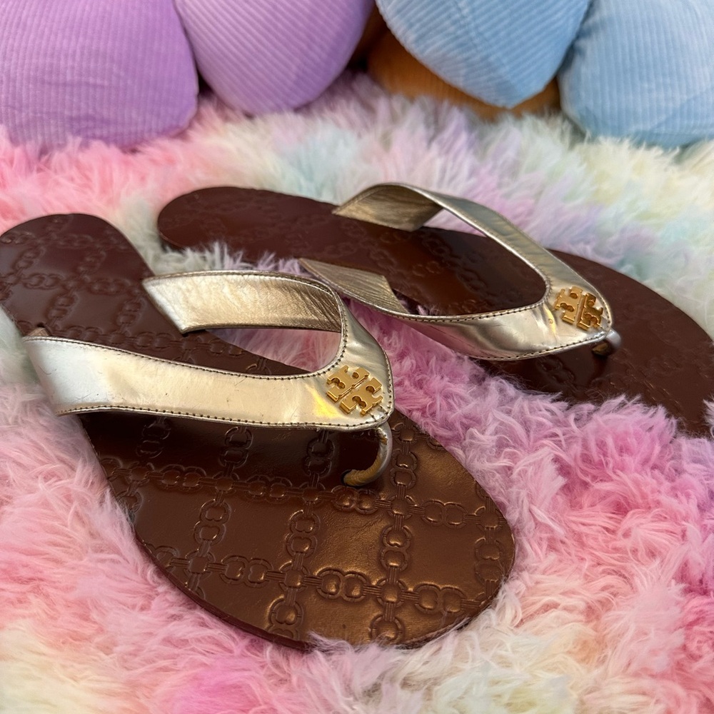COPY - Tory Burch Metallic Gold and Brown Flip Flops